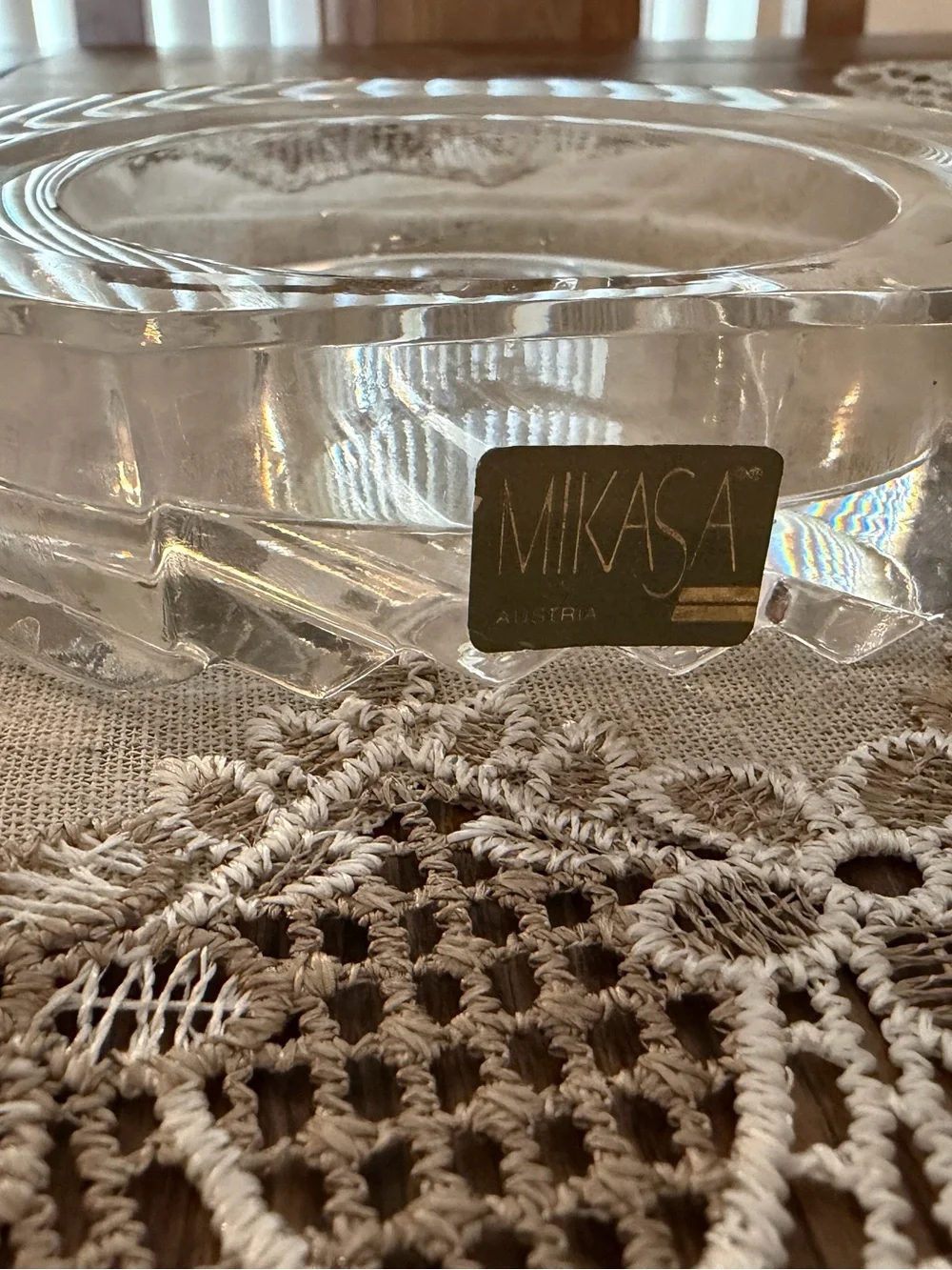 Vintage Mikasa Reflections Crystal Wine Bottle Coaster/catchall. Made in Austria